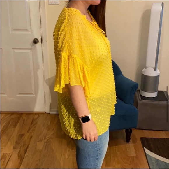 Alice + Olivia Julius oversized ruffle tunic top in yellow size S - Picture 10 of 16